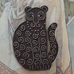 Vintage • '80s sterling cat pin brooch